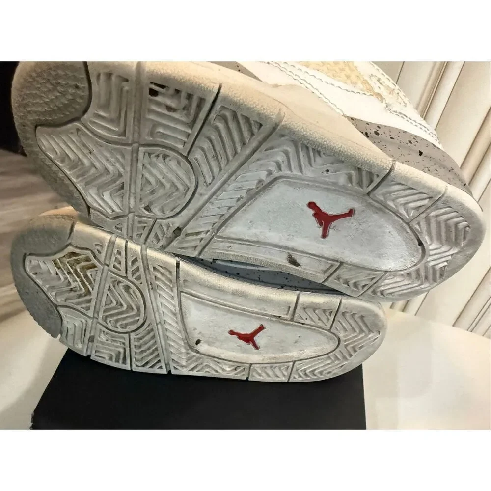 Air Jordan Toddler 4 Retro Leather Lace Up Sneaker Shoes White Oreo Size 7C